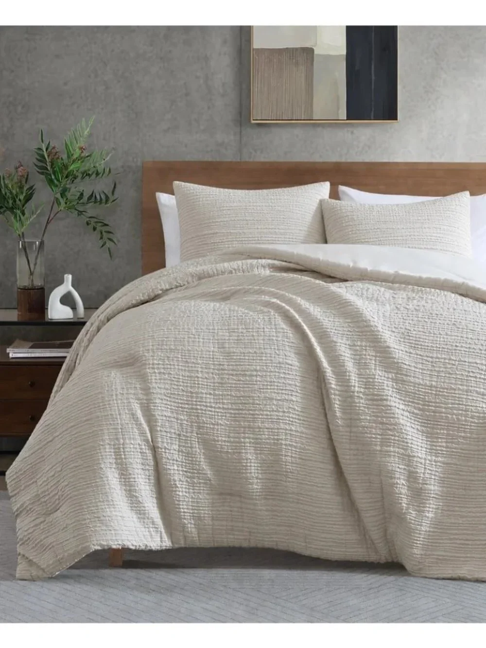 Serenity Wavy Lines Beige Comforter Set $167 Twin